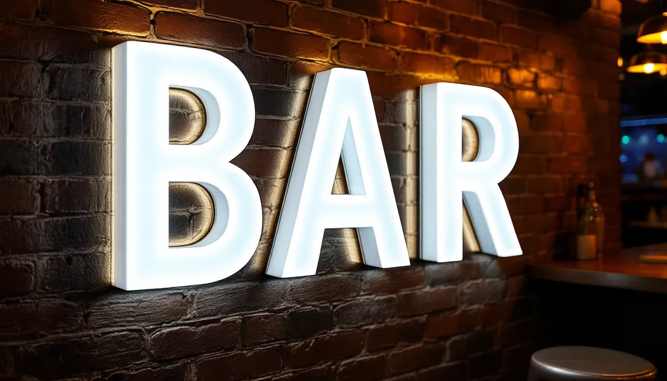 Channel letter sign for bar signs