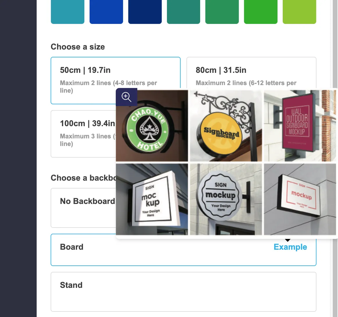 Example image hovering
