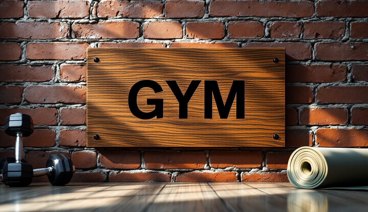 Wood sign example for Gym
