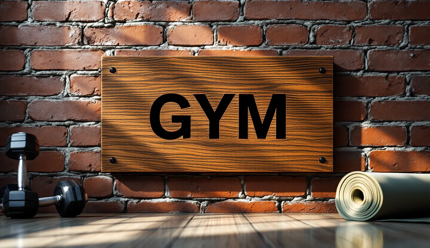 Wood sign for gym signs