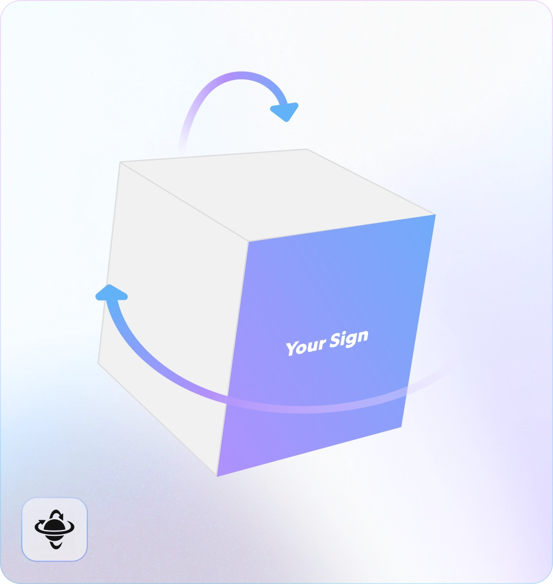 Sign Customiser 3D lightbox sign preview with interactive rotation controls