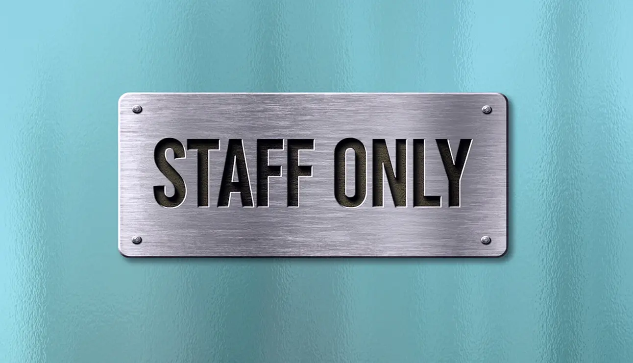 'Staff Only' compact metal plate door sign