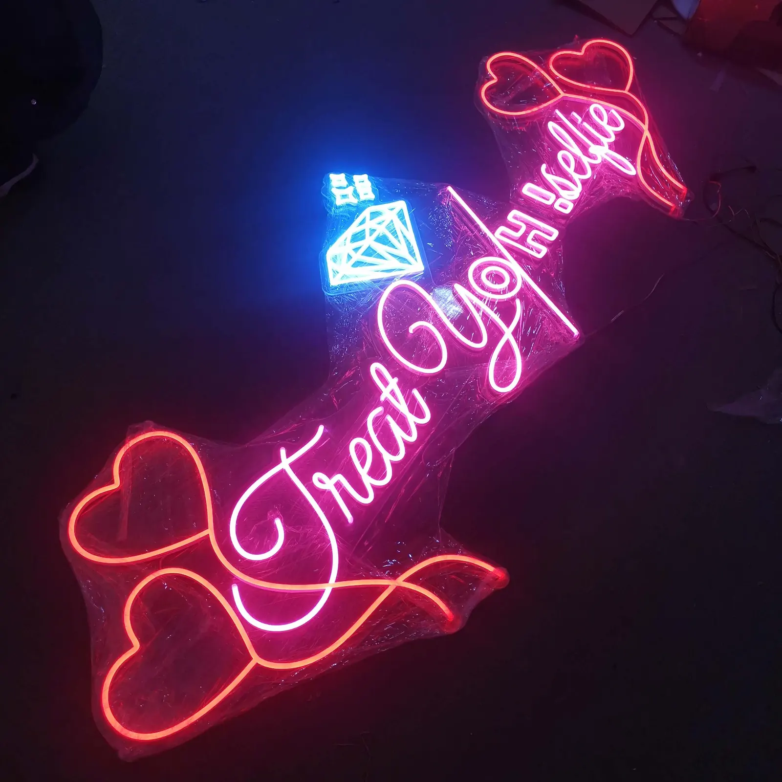 A single word rendered as a neon sign, an example of neon word art