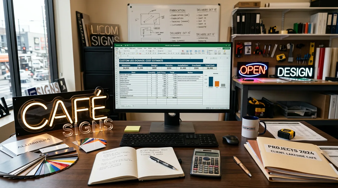 Neon sign cost breakdown chart