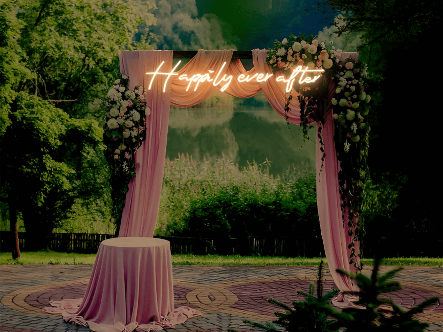 Use neon wedding signs for entrance gate Use neon wedding signs for entrance gate